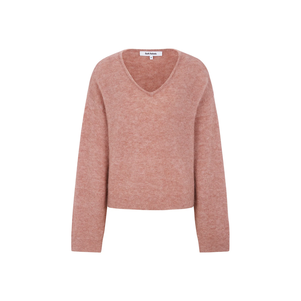 SRALLISON Rose Dawn Melange V-Neck Knit Jumper