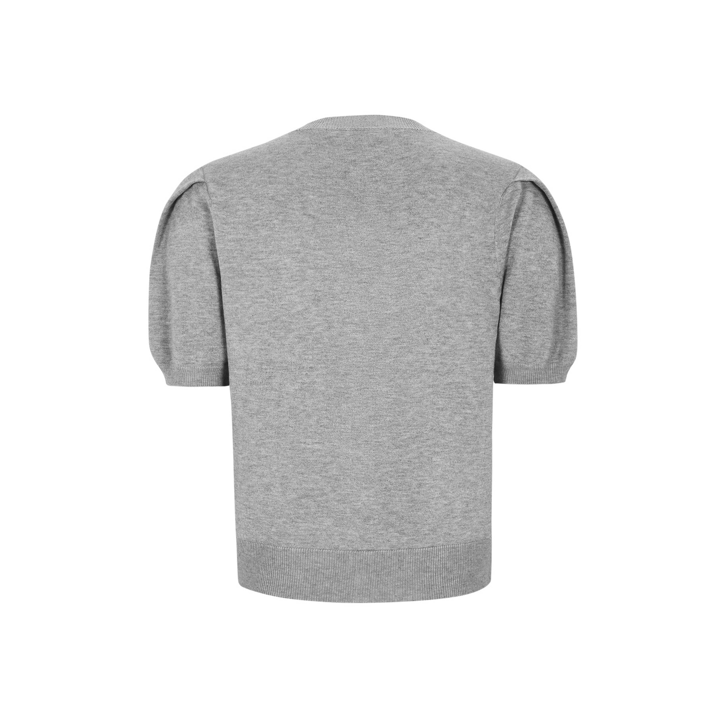 
                  
                    SRMARLA Hellgraue Melange-Strickjacke mit Rundhalsausschnitt
                  
                