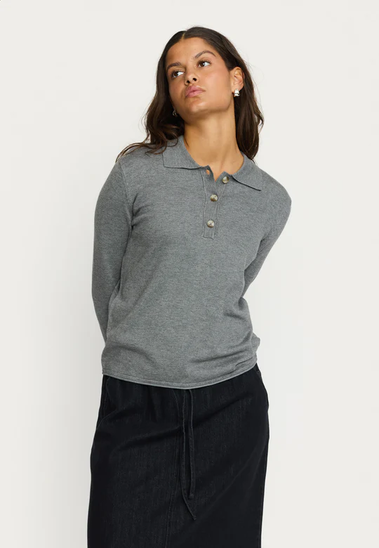 
                  
                    SRNORI Medium Grey Melange Knit Jumper
                  
                