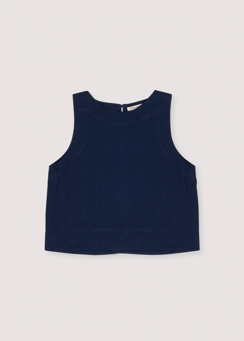 HERA Marineblaue Leinenbluse