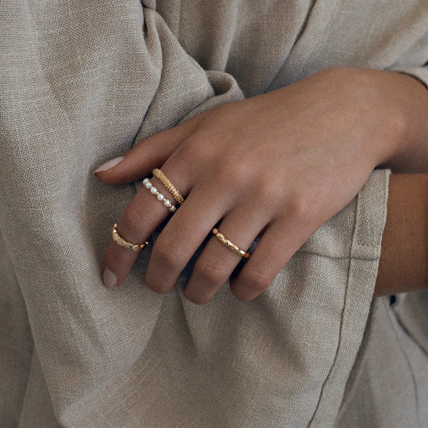 
                  
                    Pearl And Gold Bead Ring
                  
                