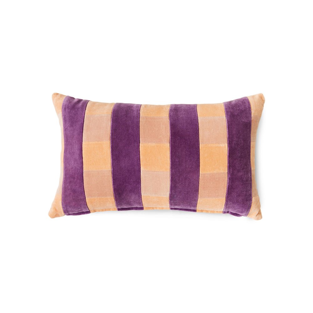 Purple Orange Striped Velvet Midsummer Cushion