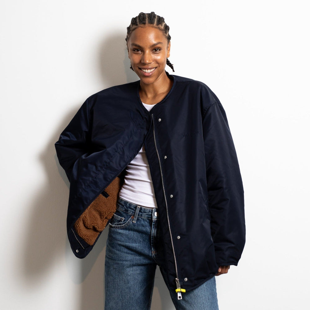 Navy Caramel Reversible Bomber Jacket