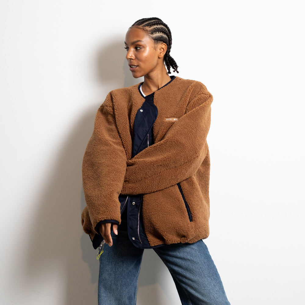 Navy Caramel Reversible Bomber Jacket