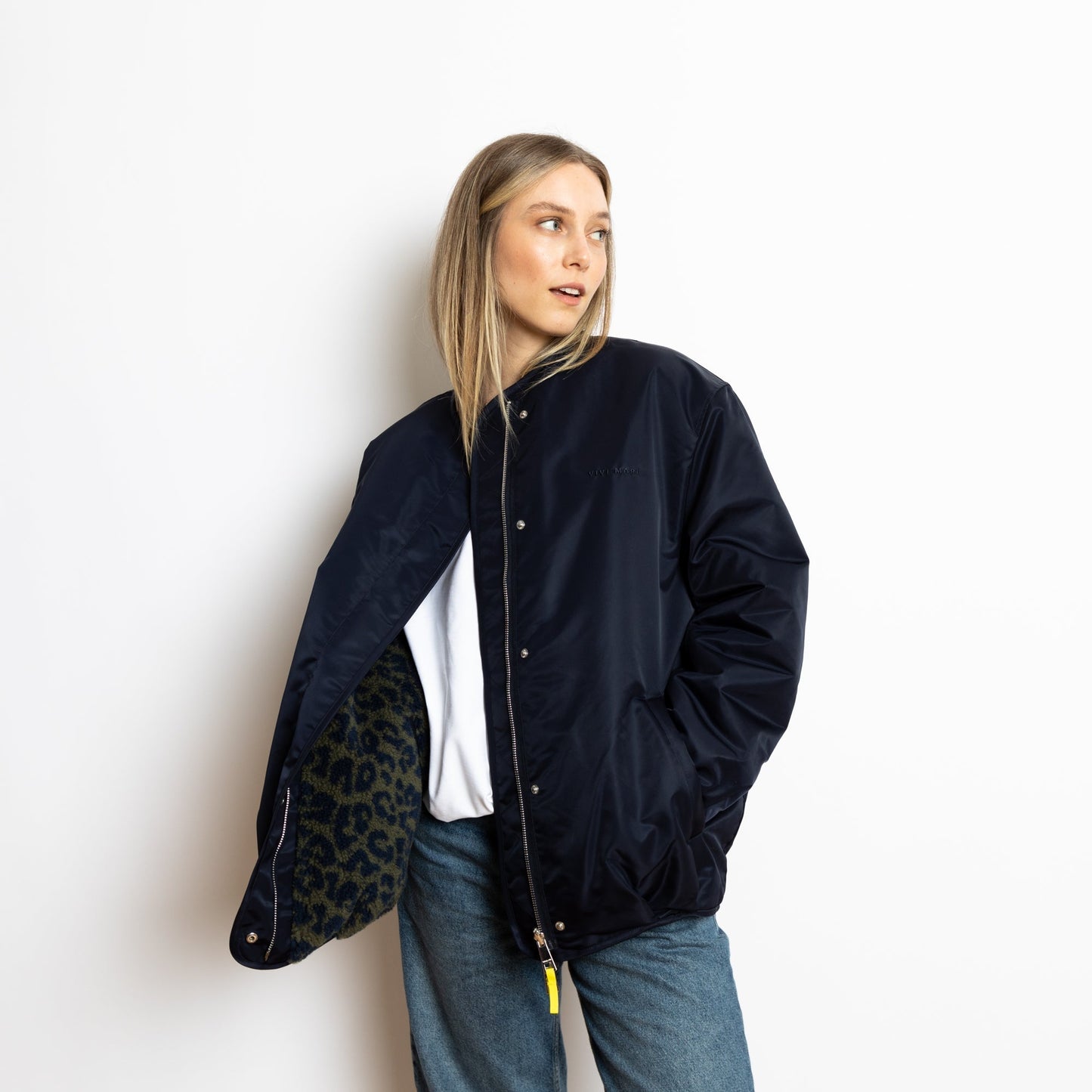 
                  
                    Navy Olive Leo Reversible Bomber Jacket
                  
                