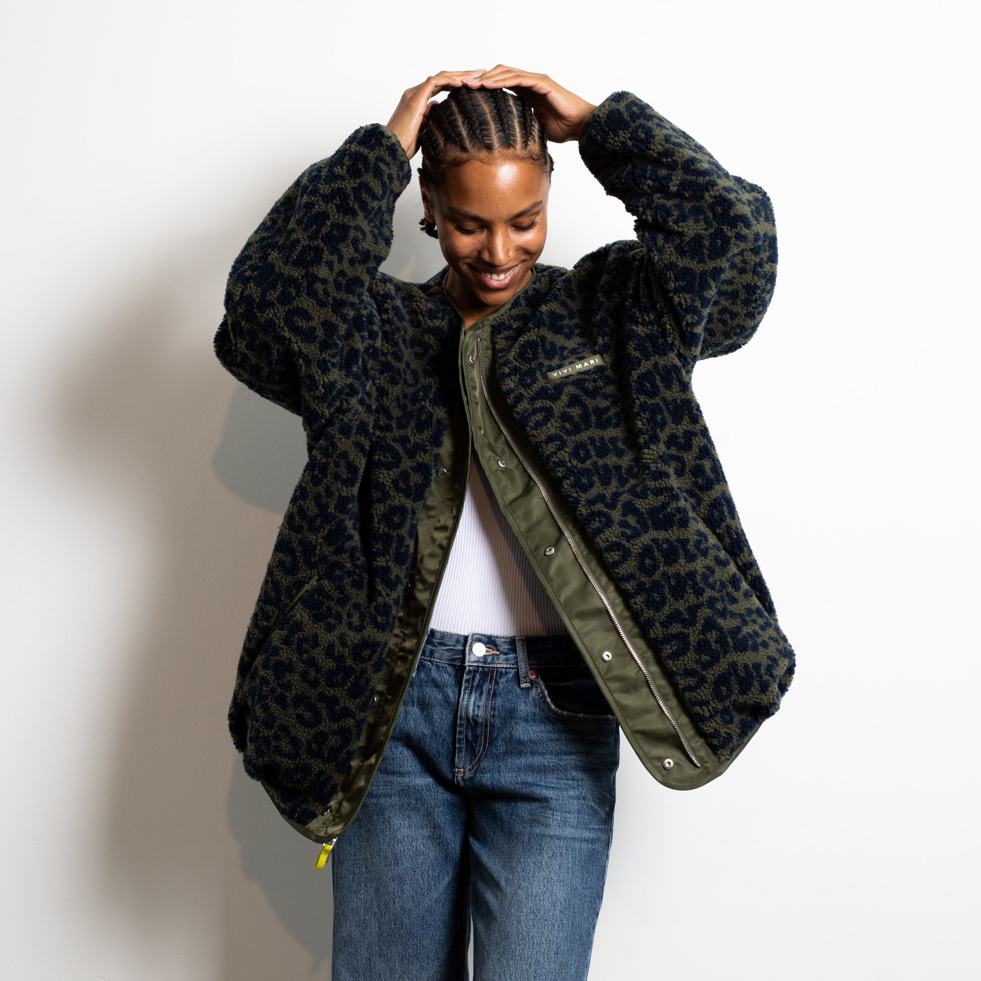 NAVY OLIVE LEO REVERSIBLE BOMBER JACKET – Victoria met Albert