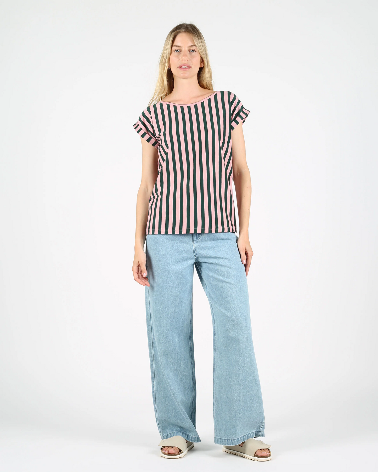 
                  
                    AMBRE Pink Green Slub T-Shirt
                  
                