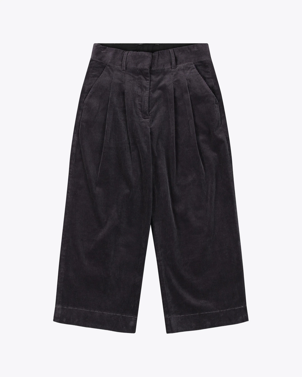 BECKY Dark Grey Corduroy Culotte Trousers