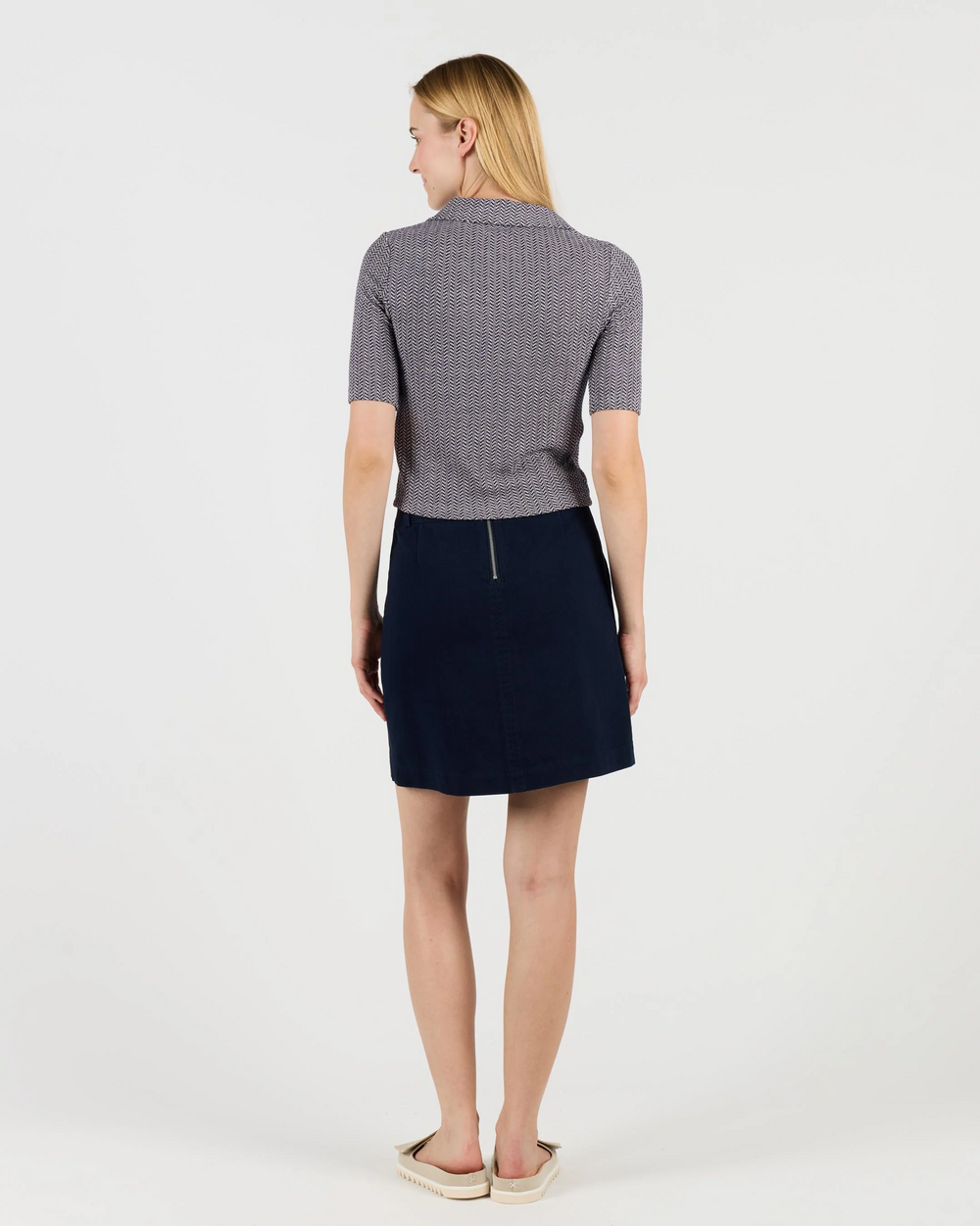 ELLA Navy Blue Cotton Twill Skirt