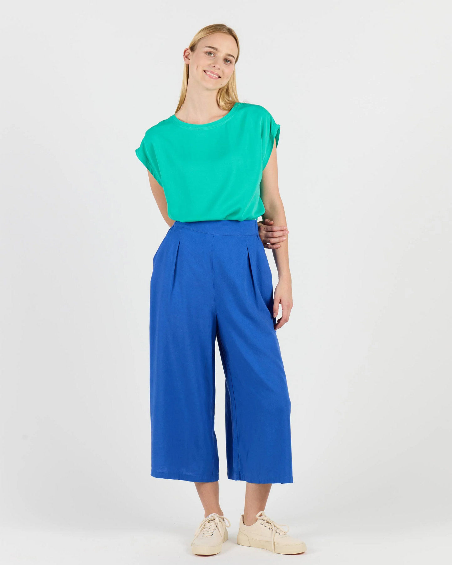 
                  
                    GINA Royal Blue Linen Skirt Trousers
                  
                