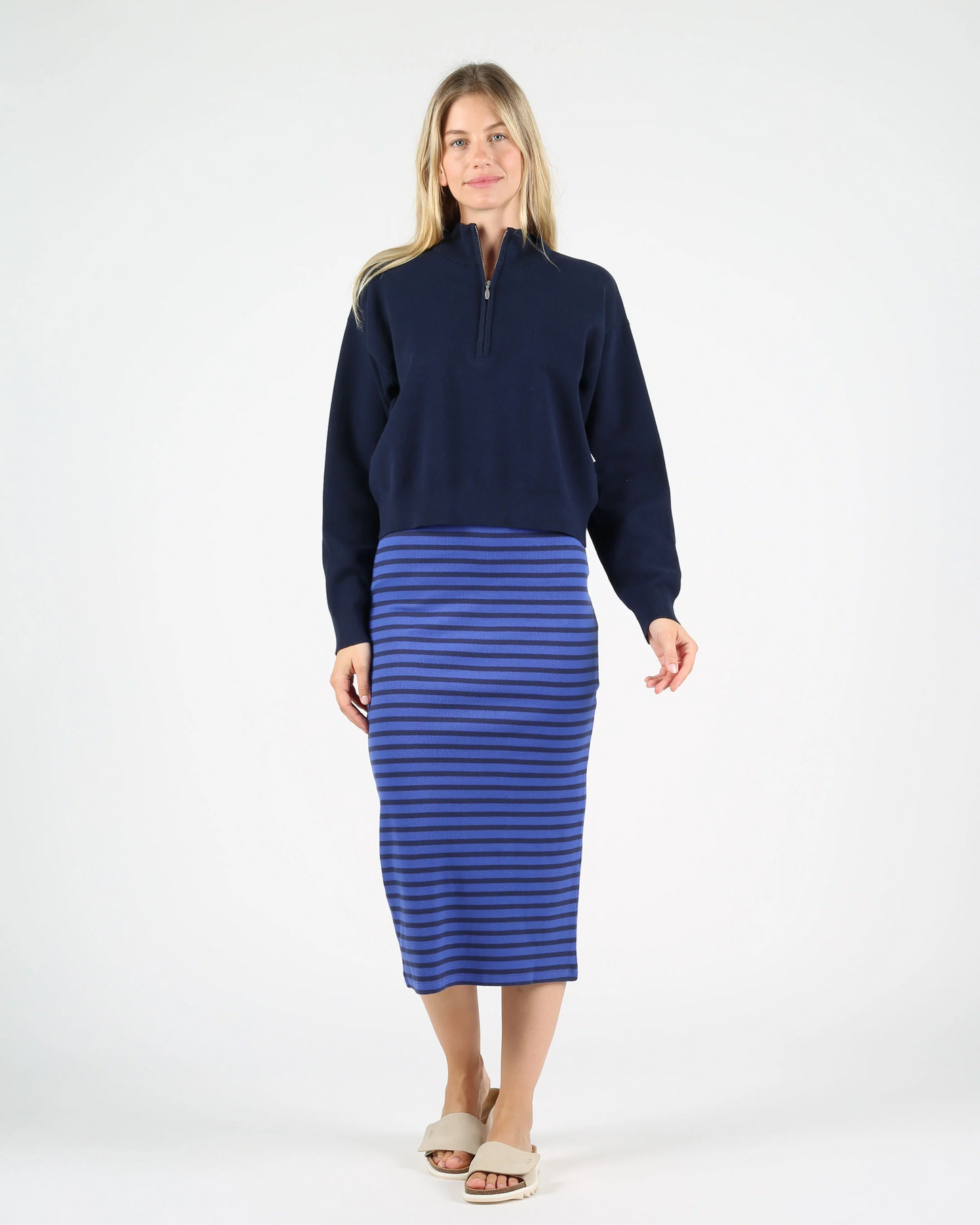
                  
                    MANON Navy Blue Knit Zip Troyer Jumper
                  
                