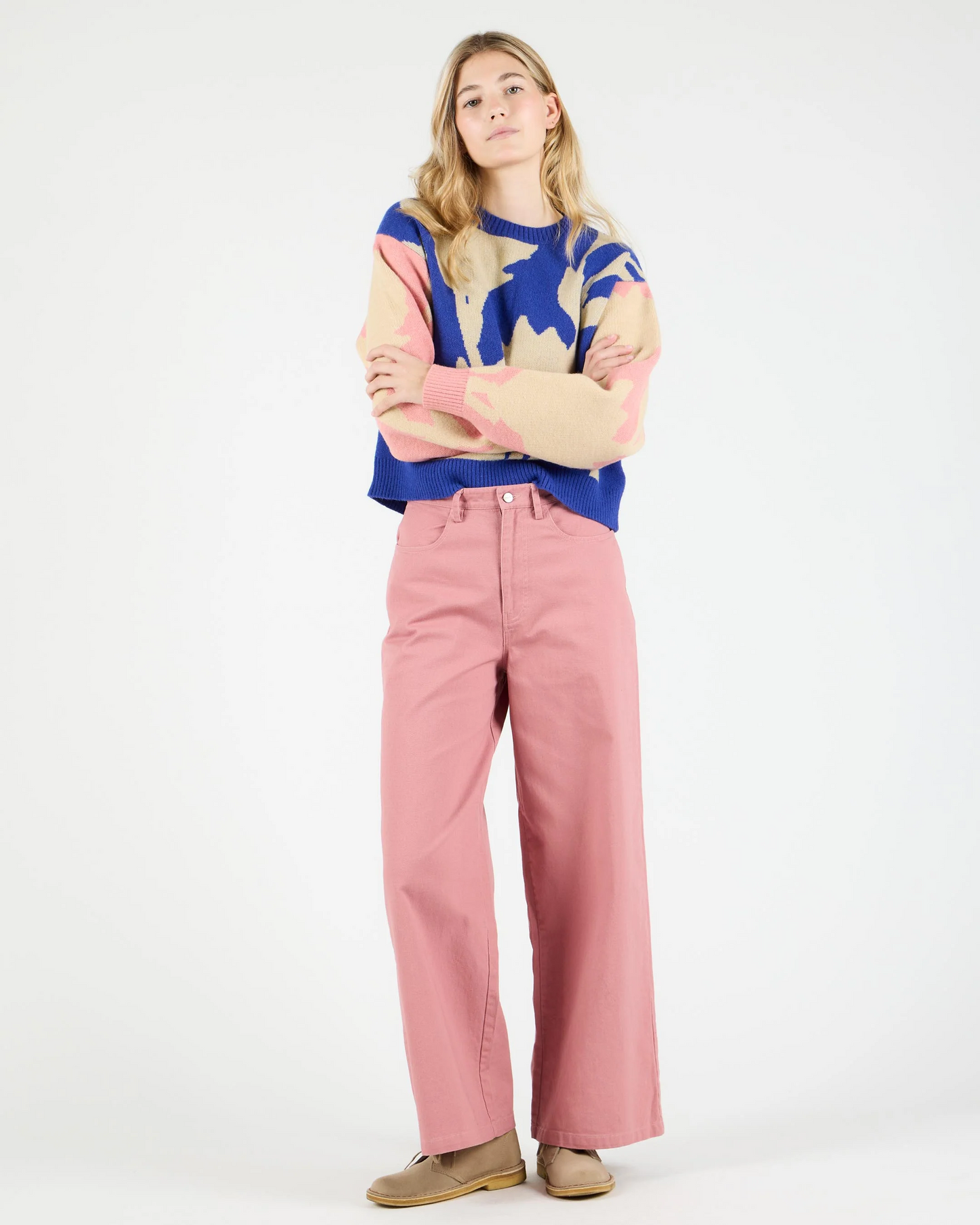 
                  
                    MICAH Pink Blue Knit Round Neck Jumper
                  
                