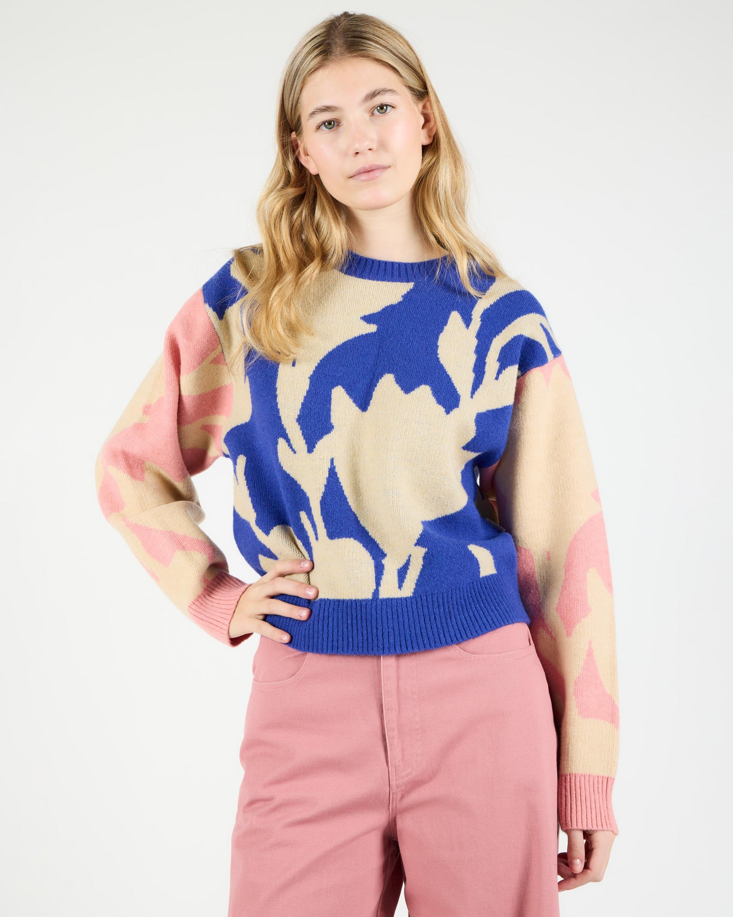 
                  
                    MICAH Pink Blue Knit Round Neck Jumper
                  
                