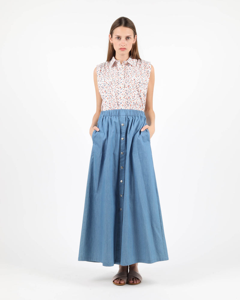 
                  
                    THEA CHAMBRAY Blue Maxi Skirt
                  
                