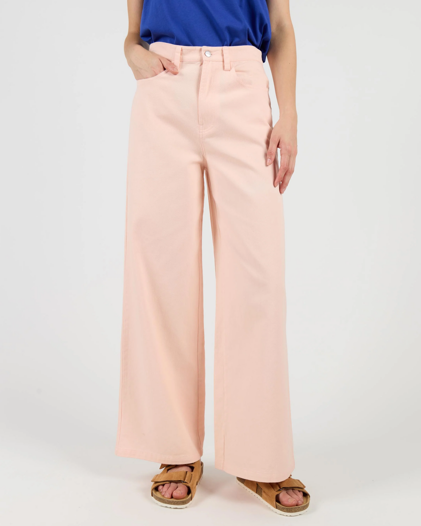 
                  
                    STEF Peach Cotton Twill Wide Trousers
                  
                