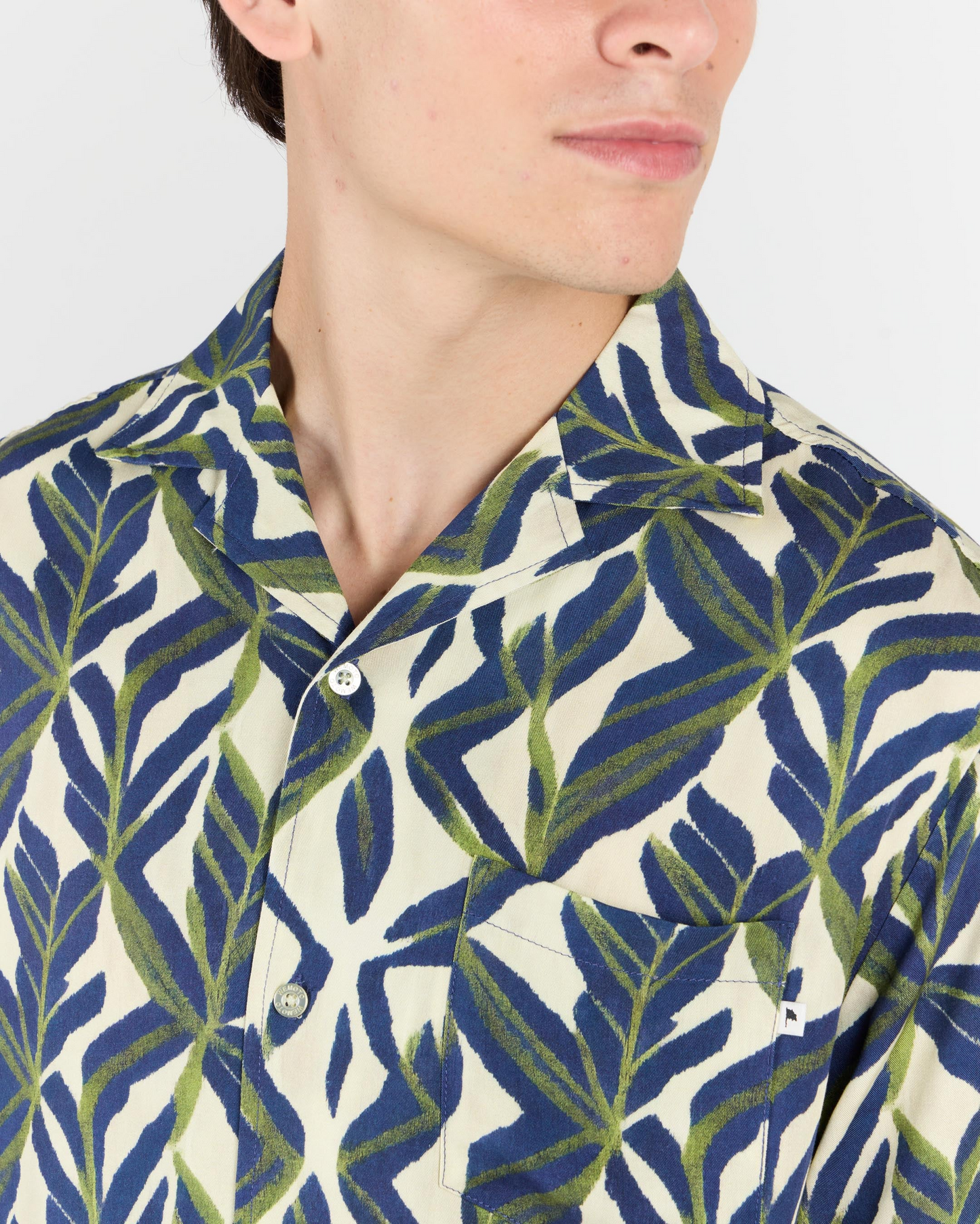 
                  
                    VERNON Navy Blue Green Resort Collar Shirt
                  
                