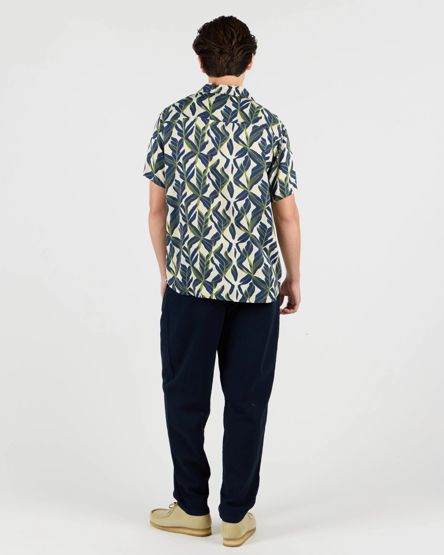 
                  
                    VERNON Navy Blue Green Resort Collar Shirt
                  
                