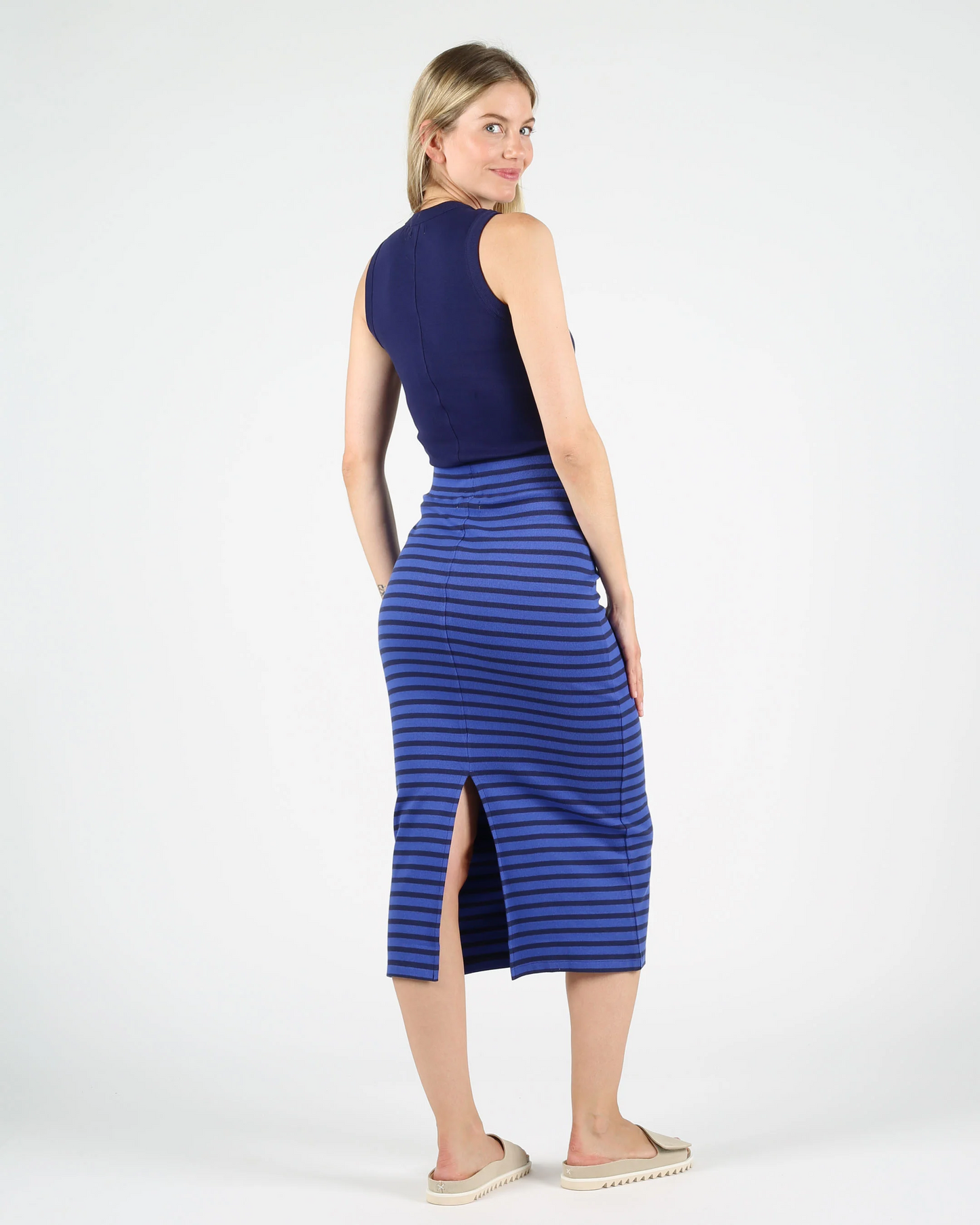 
                  
                    VIVIANE Navy Blue Iris Rib Jersey Skirt
                  
                