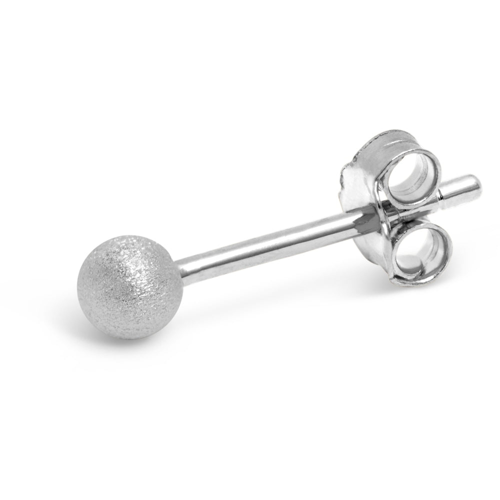 Silber gebürsteter Kugel-Ohrstecker