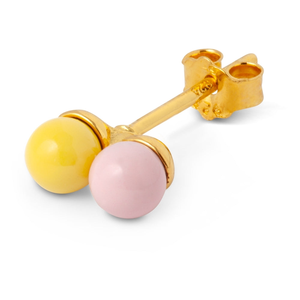 
                  
                    Light Pink Yellow Enamel Ball Sterling Silver Ear Stud
                  
                
