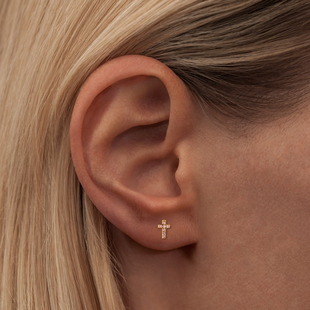 
                  
                    Rose Gold Plated Cross Crystal Ear Stud
                  
                