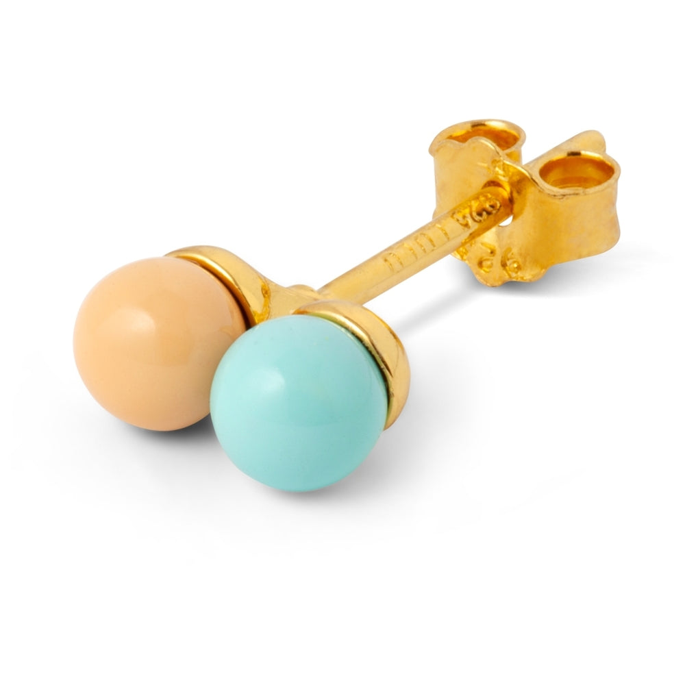 Mint Dessert Mist Enamel Ball Sterling Silver Ear Stud