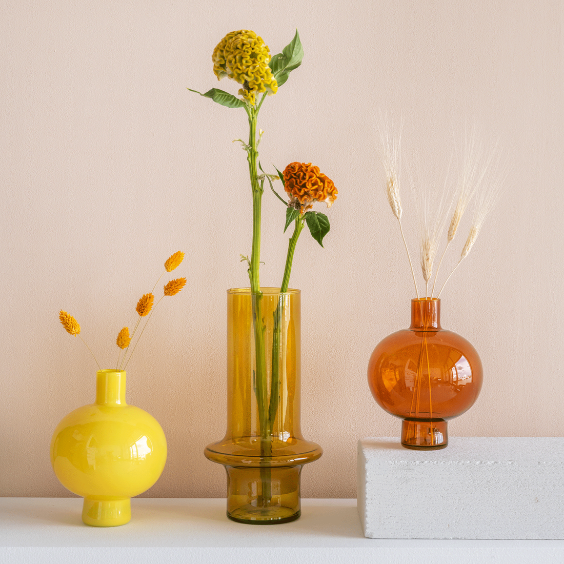
                  
                    Golden Oak Brown Recycled Round Glass Vase
                  
                