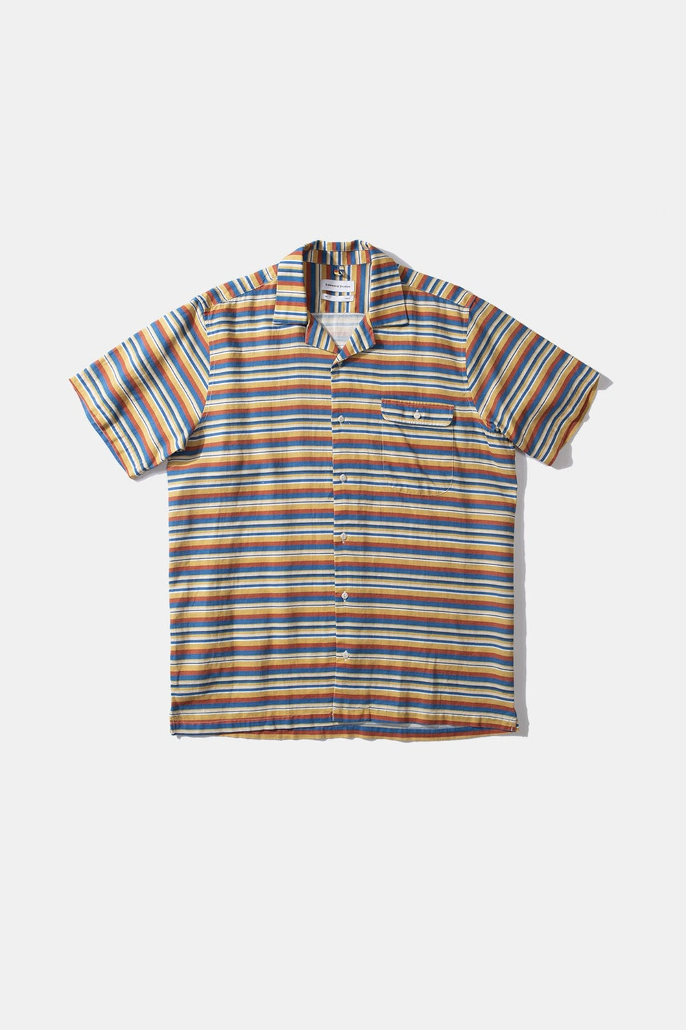 STRIPES Horizontal Stripes Blue Short Sleeve Shirt