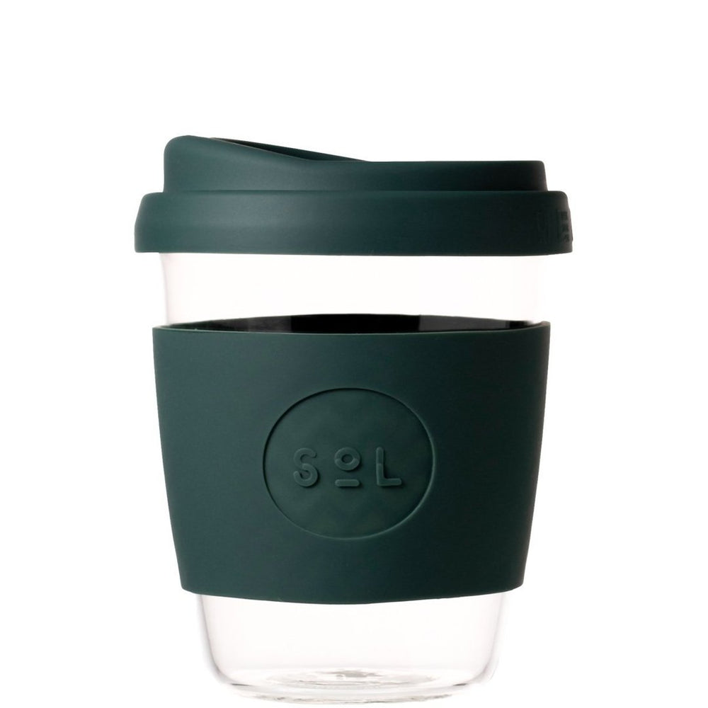 12oz Deep Sea Green Glass Coffee Cup