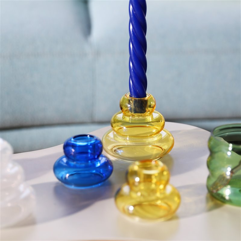Large Yellow Whipped Candle Holder