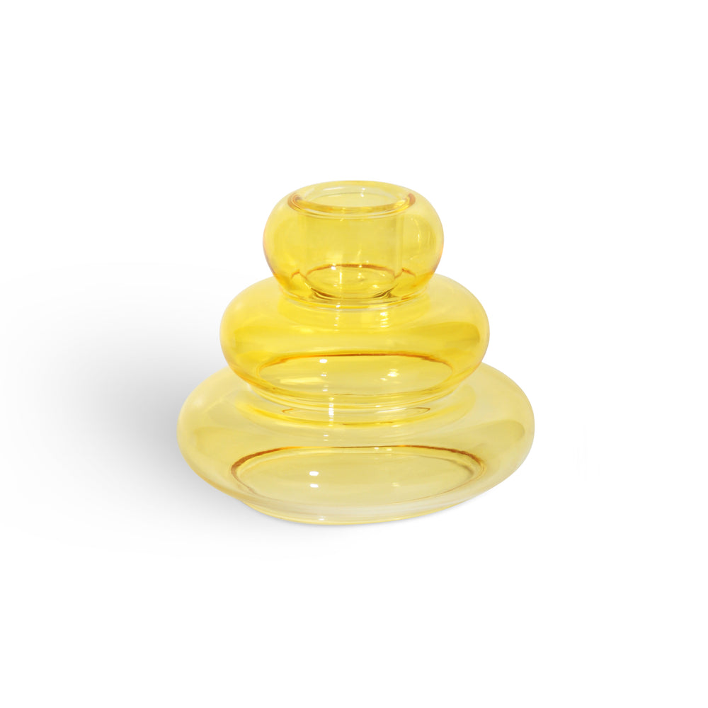 Large Yellow Whipped Candle Holder