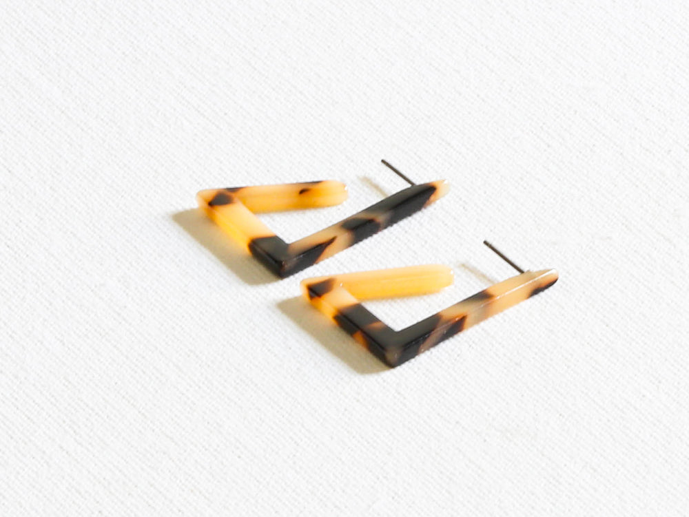 OLIVIA Tortoise Resin Open Triangle Earrings