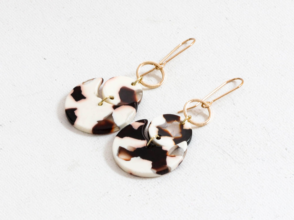 CONSTANCE White / Red Moon Cycle Resin Earrings