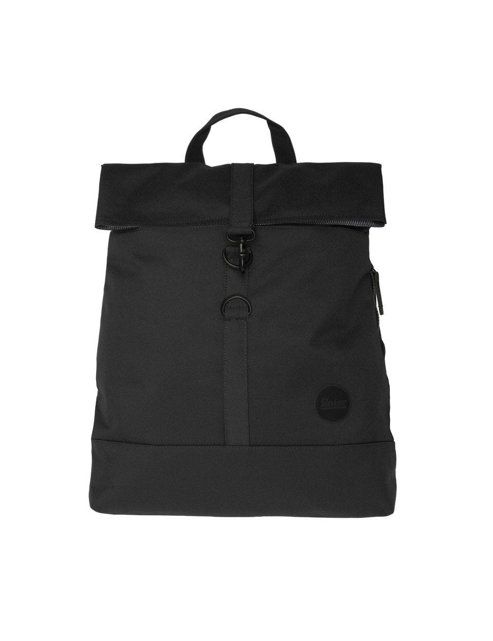 Recycled Black City Fold Top Backpack