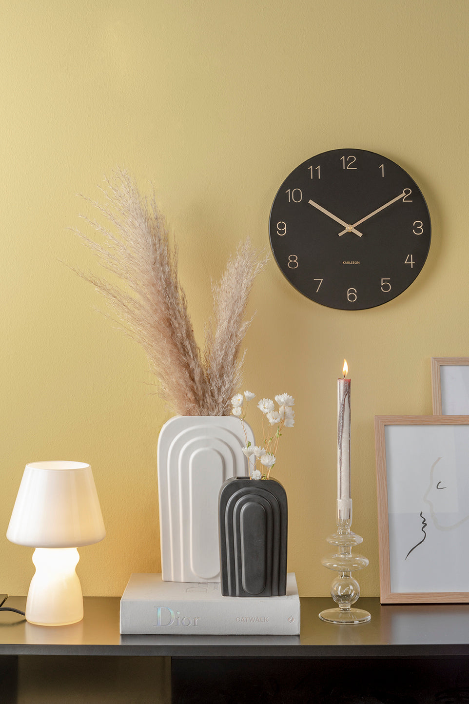 CHARM Small Black Engraved Numbers Wall Clock