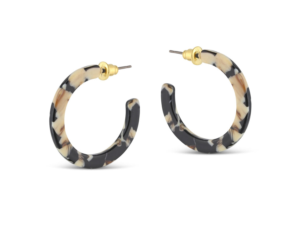 Beige Braun Schwarz Tiny Hoop Resin Ohrring