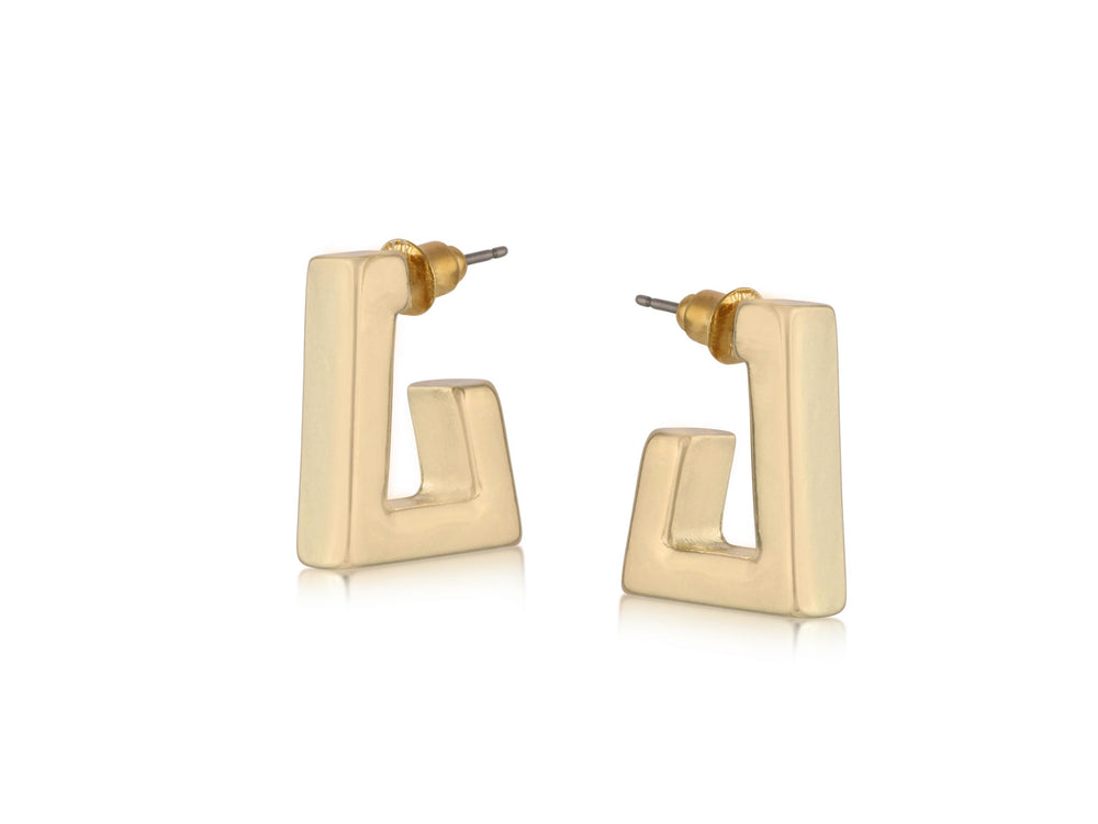Quadratischer Ohrring aus goldenem Metall 