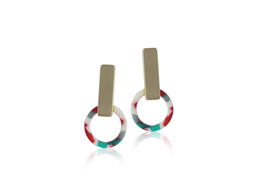 LISA Red /Green / Yellow Resin Metal Earrings