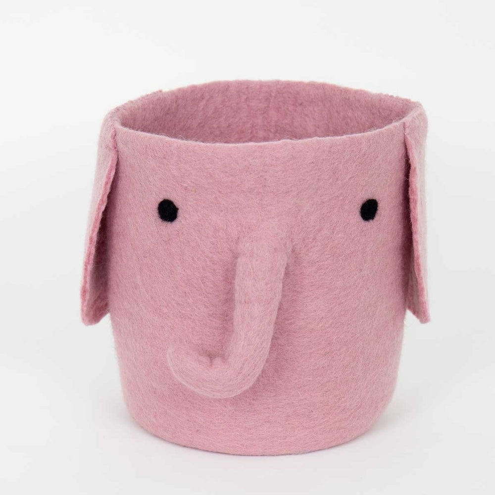 Pink Elephant Felt Basket