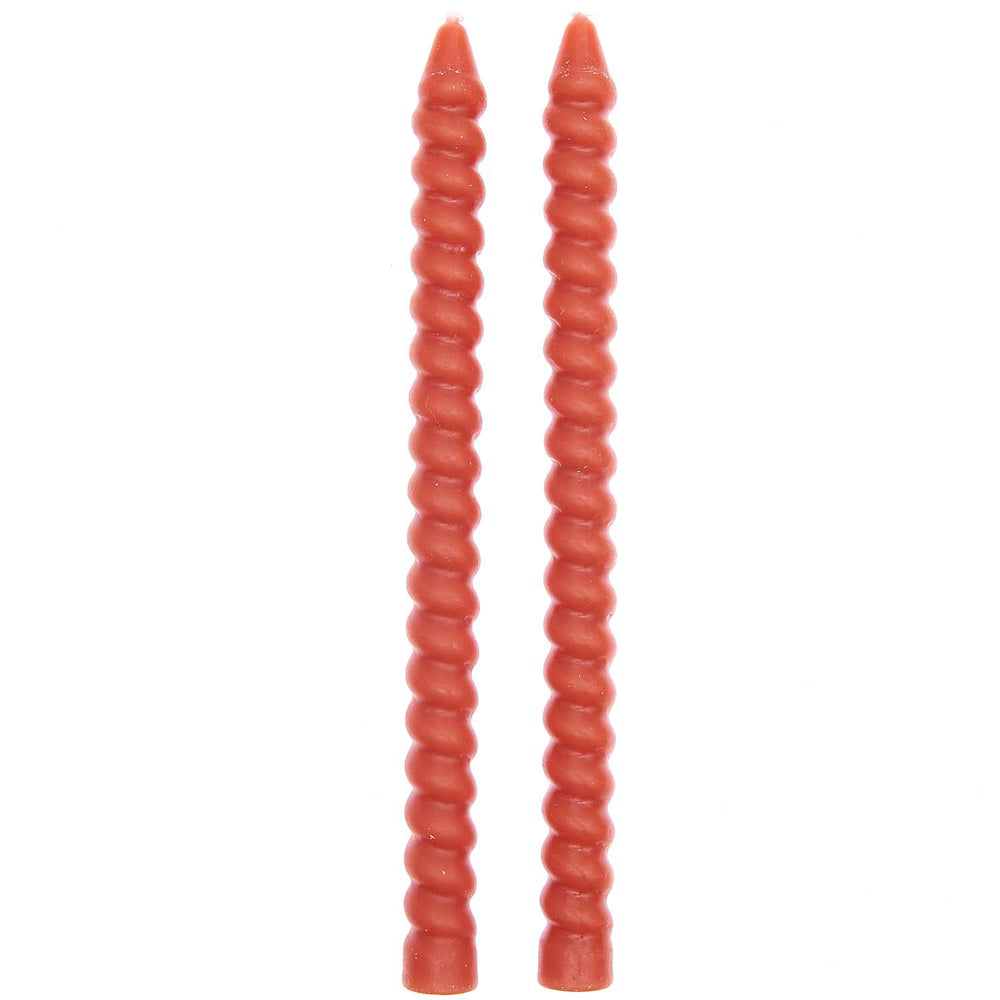 Brick Red Spiral Candle Set Of 2