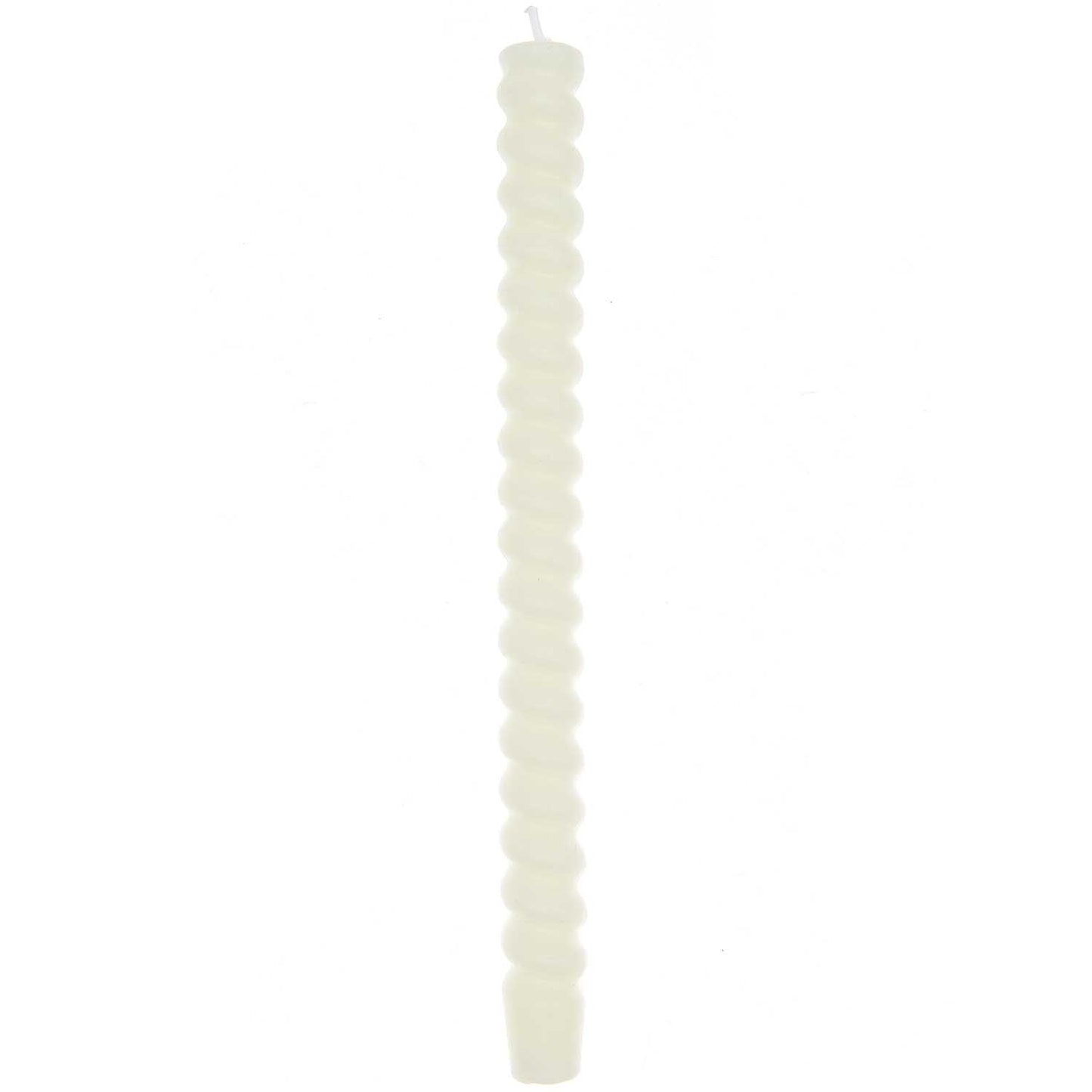 Spiral-Kerze in Off-White auf hellem Hintergrund  