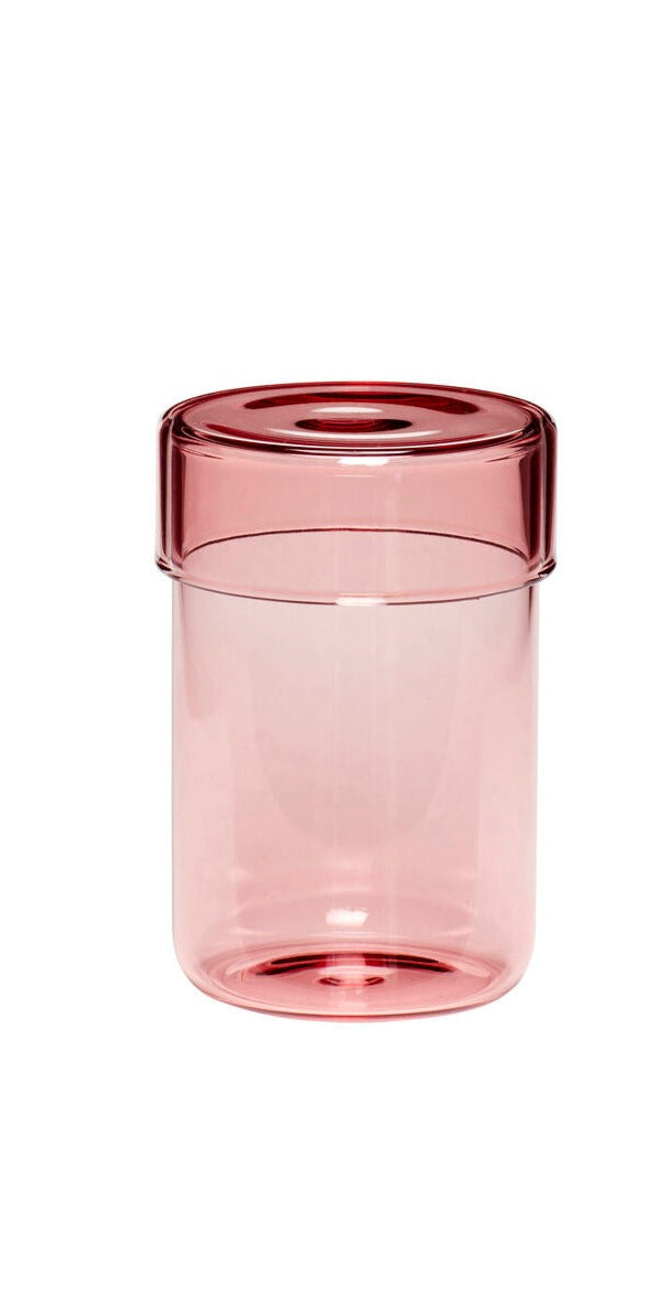 
                  
                    Mittelgroßes Pop-Aufbewahrungsglas aus rosafarbenem Glas
                  
                
