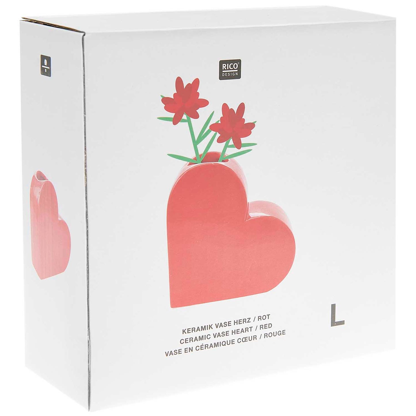 
                  
                    Rote Vase aus Keramik in Herzform
                  
                