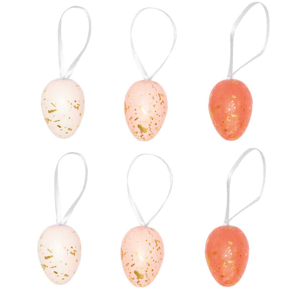 Kleines rosa-goldenes Eierdekorationsset mit 6 Stück