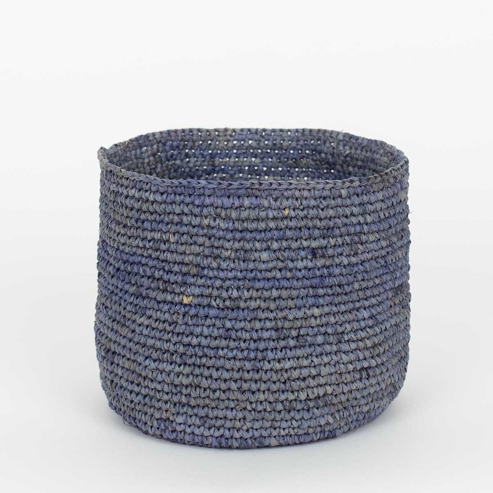 Small Greyblue Raffia Basket