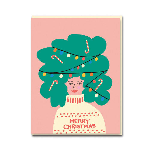 Haar-Mädchen-Weihnachtskarte