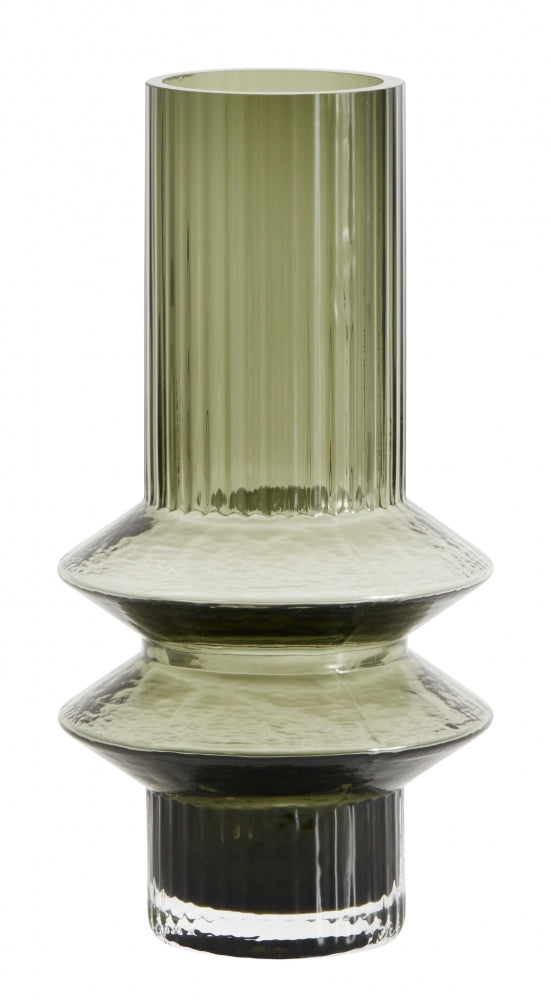 RILLA Small Clear Green Glass Vase