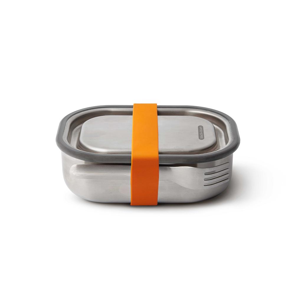 
                  
                    Lunchbox aus rostfreiem Stahl, orangefarbener Gummi
                  
                