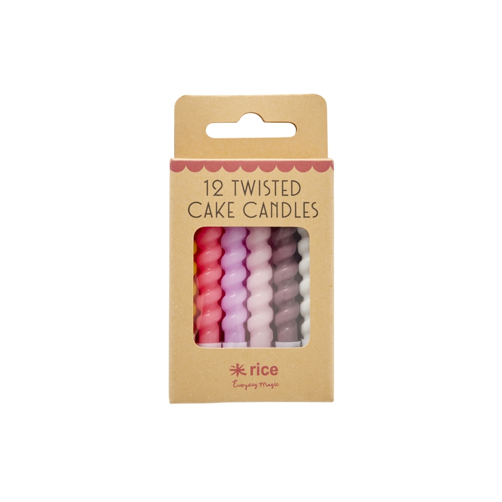 Pinkish Twisted Cake Candle Set Of 12