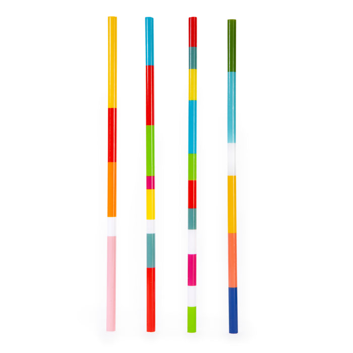 Colorblock Reusable Plastic Straw